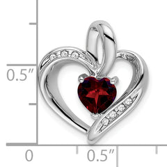 10k White Gold Garnet and Diamond Heart Pendant