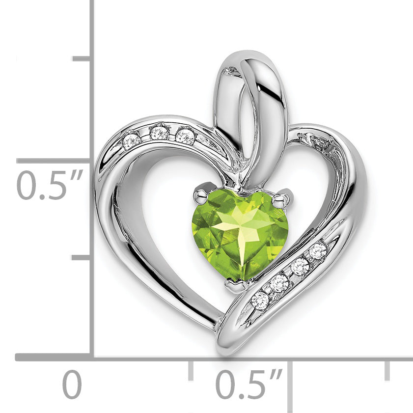 10k White Gold Peridot and Diamond Heart Pendant Secondary image