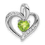 10k White Gold Peridot and Diamond Heart Pendant