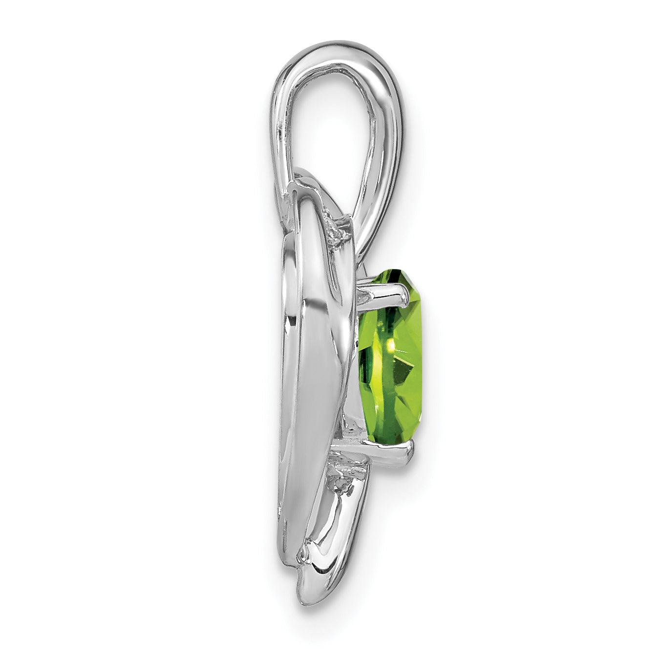 14k White Gold Peridot and Diamond Heart Pendant Secondary image