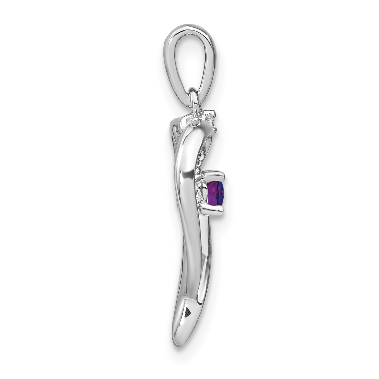 14k White Gold Amethyst and Diamond Heart Pendant Secondary image