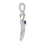 14k White Gold Amethyst and Diamond Heart Pendant