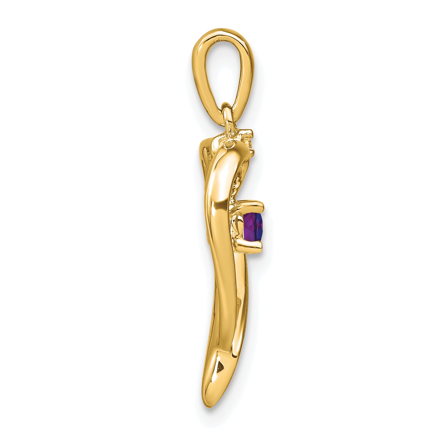 14k Amethyst and Diamond Heart Pendant Secondary image