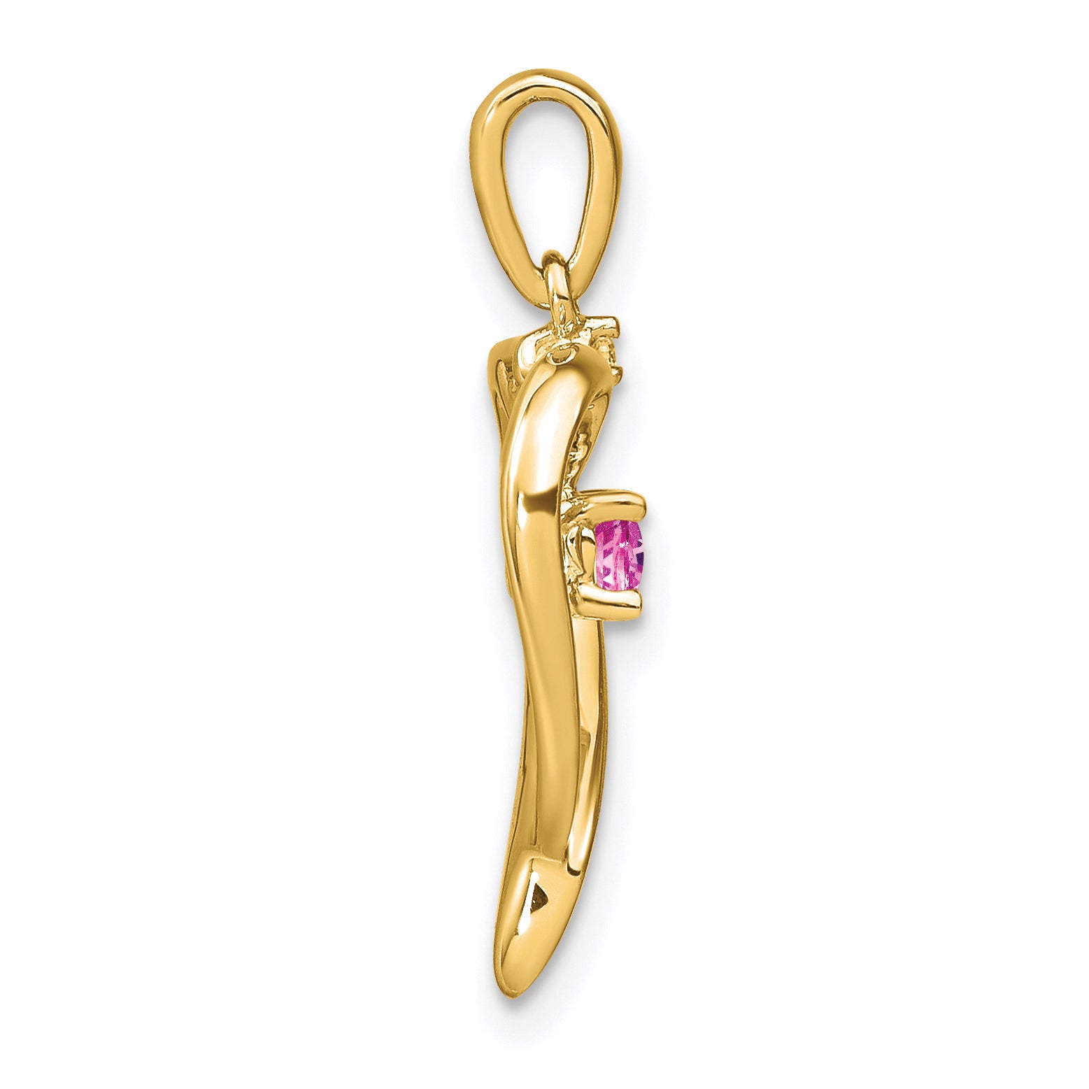 14k Created Pink Sapphire and Diamond Heart Pendant Secondary image