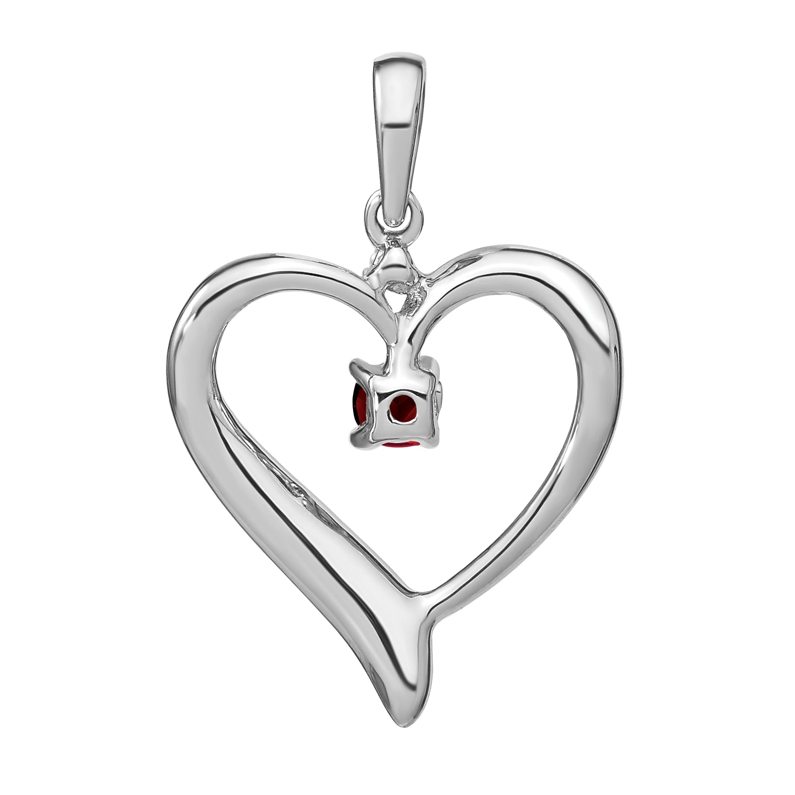 14k White Gold Garnet and Diamond Heart Pendant