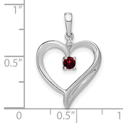 14k White Gold Garnet and Diamond Heart Pendant