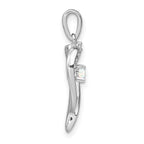 14k White Gold Created Opal and Diamond Heart Pendant