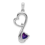 14k White Gold Amethyst and Diamond Heart Pendant