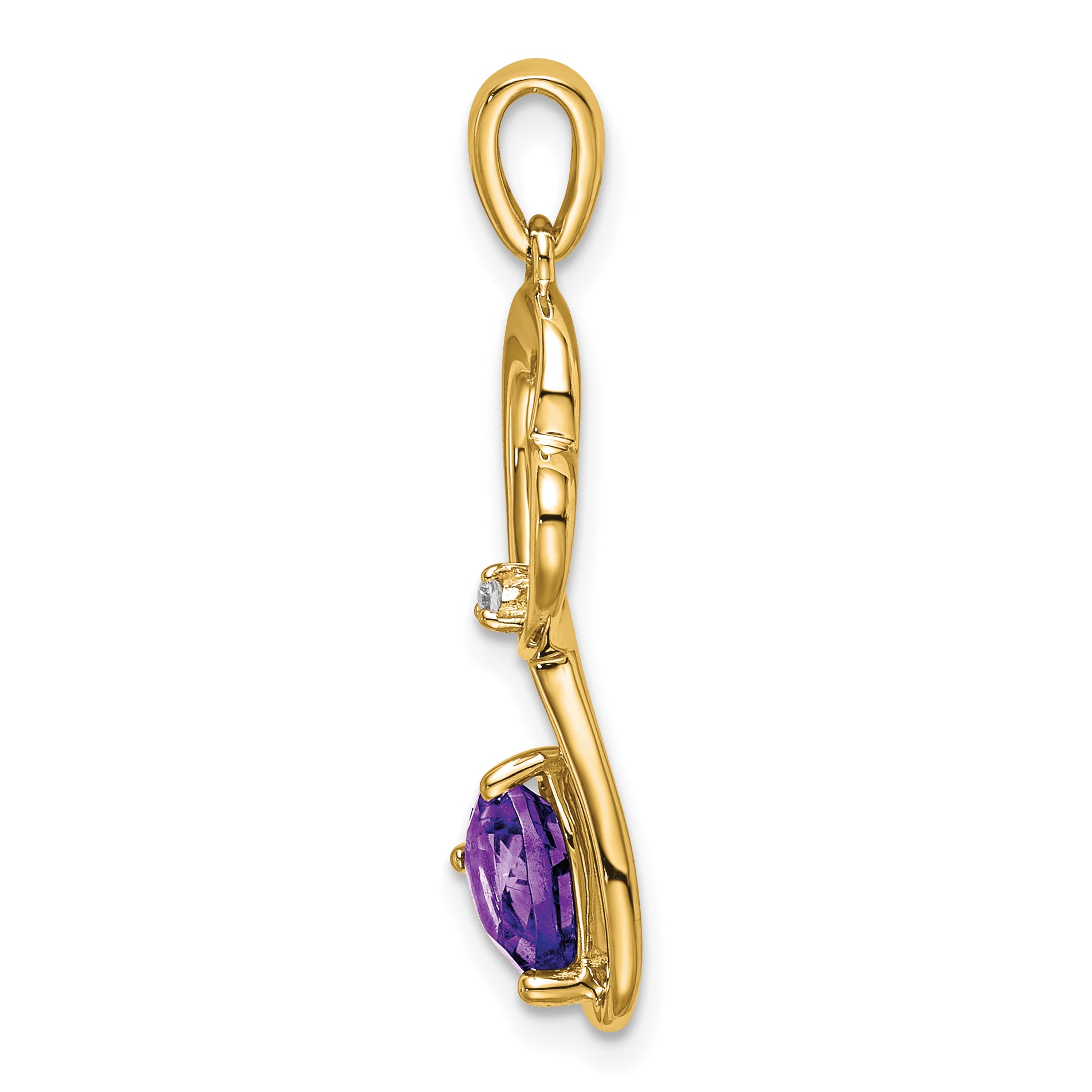14k Amethyst and Diamond Heart Pendant Secondary image