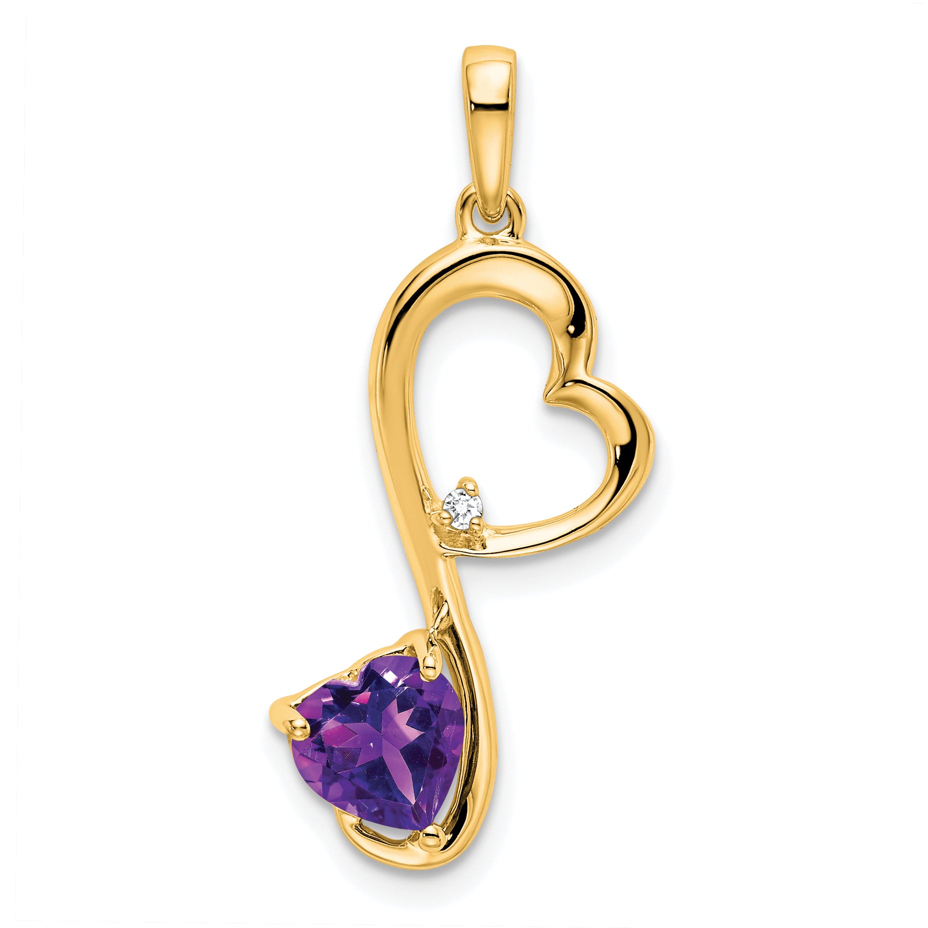 14k Amethyst and Diamond Heart Pendant Main image