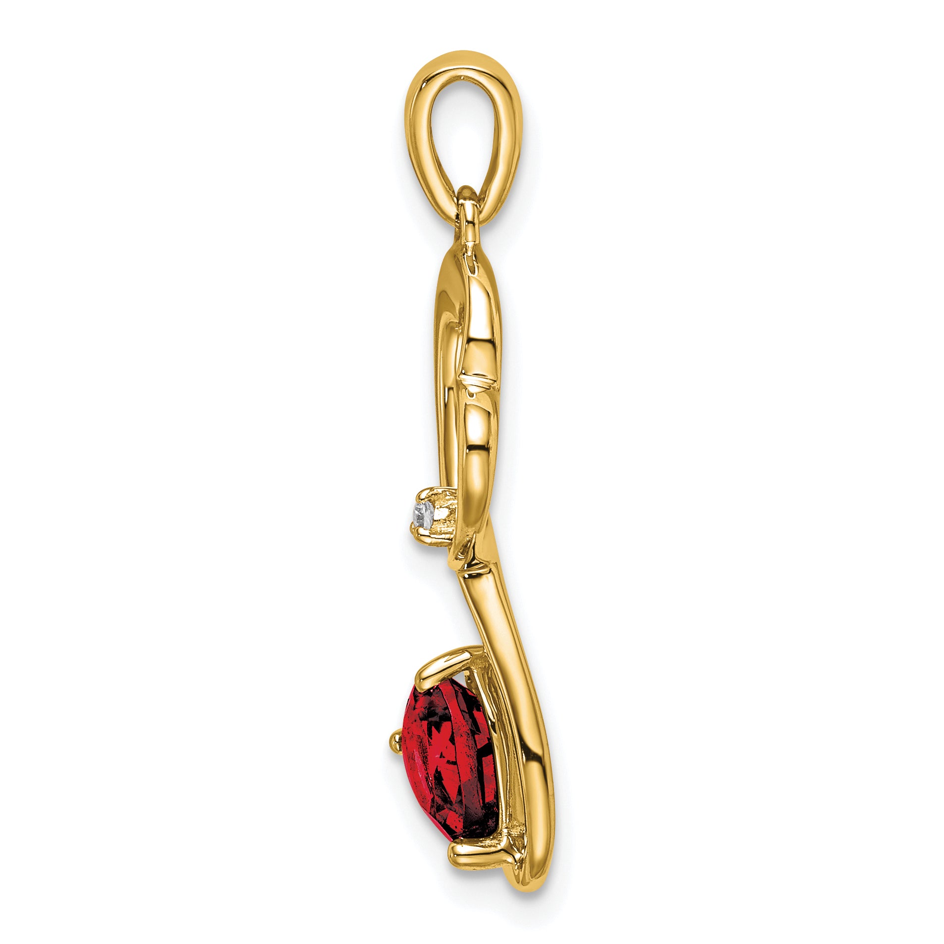 14k Garnet and Diamond Heart Pendant Secondary image