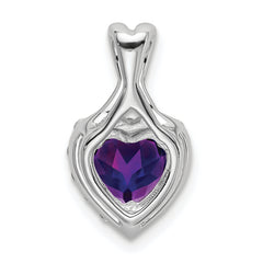 14k White Gold Amethyst and Diamond Halo Heart Pendant