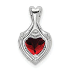 14k White Gold Garnet and Diamond Halo Heart Pendant