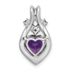 14k White Gold Amethyst Heart Pendant