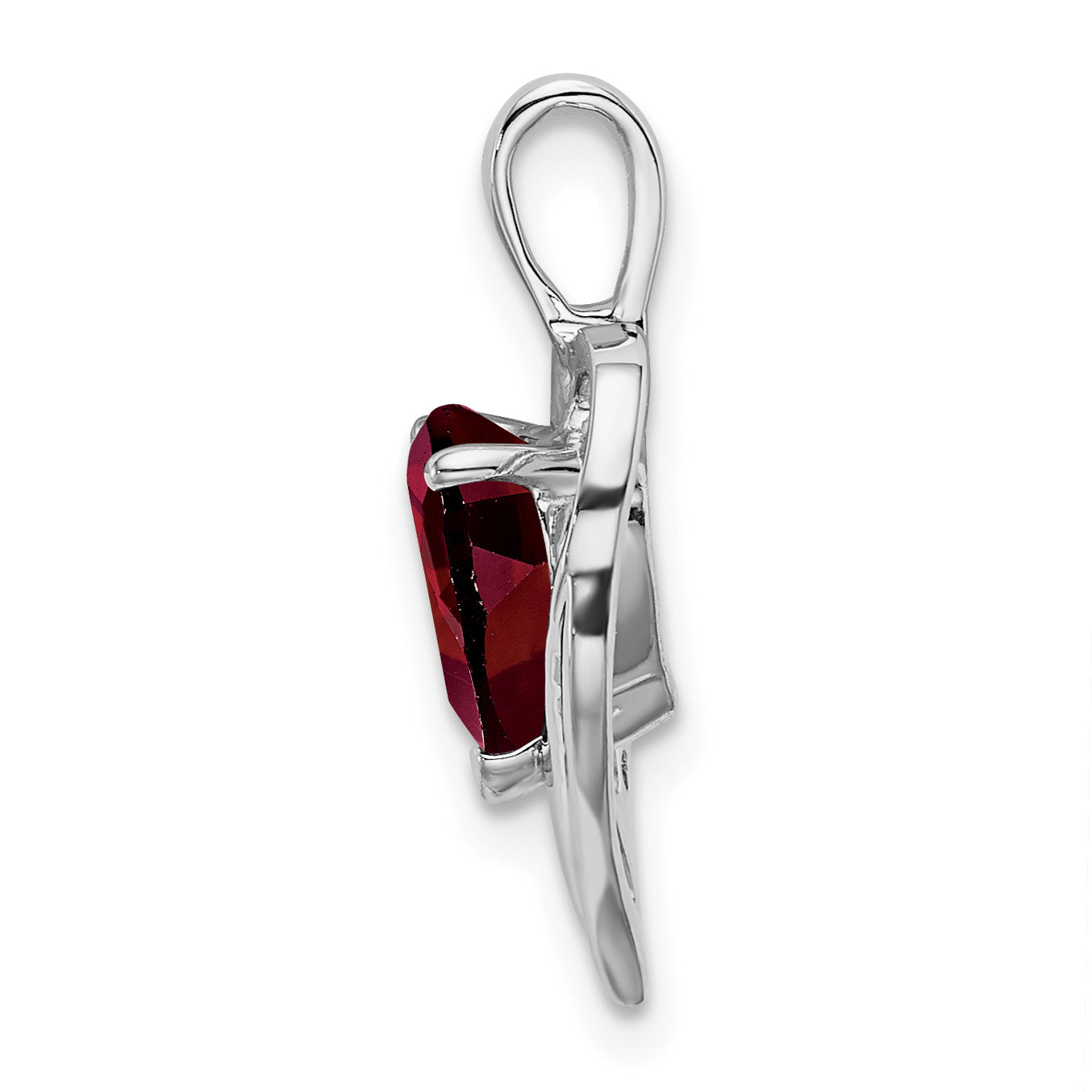 14k White Gold Garnet and Diamond Heart Pendant Secondary image