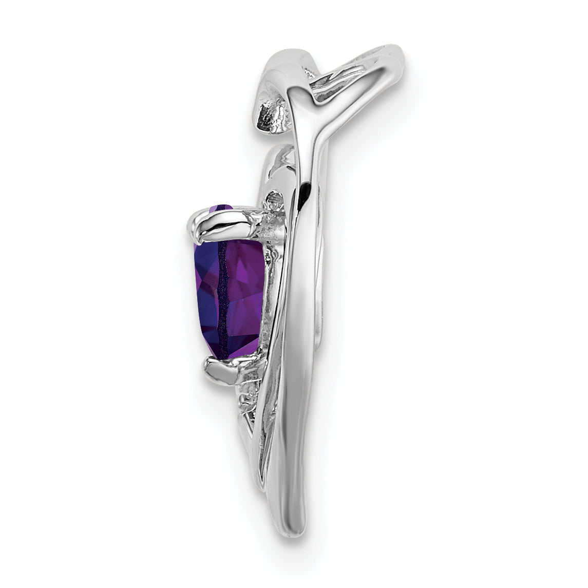 14k White Gold Amethyst and Diamond Heart Pendant Secondary image