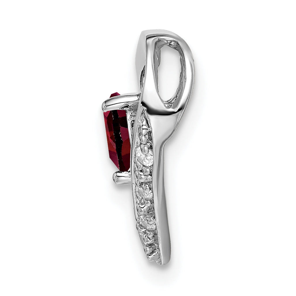 14k White Gold Garnet and Diamond Heart Pendant Secondary image
