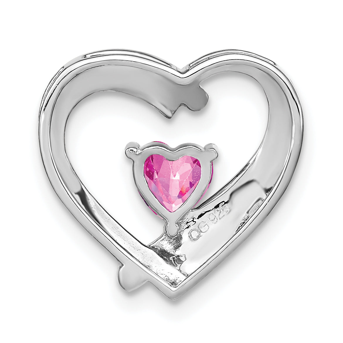 Sterling Silver Rhod-plated Created Pink Sapphire/Diamond Pendant