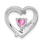 Sterling Silver Rhod-plated Created Pink Sapphire/Diamond Pendant