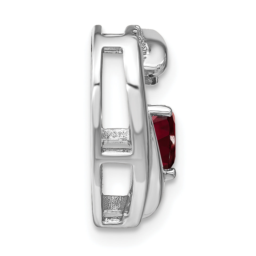 Sterling Silver Rhodium-plated Garnet and Diamond Pendant Secondary image