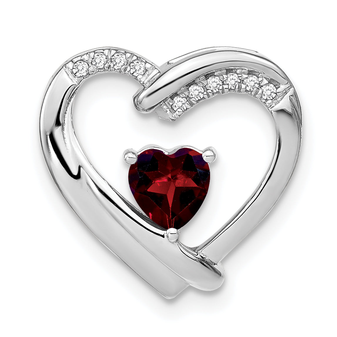 Sterling Silver Rhodium-plated Garnet and Diamond Pendant Main image