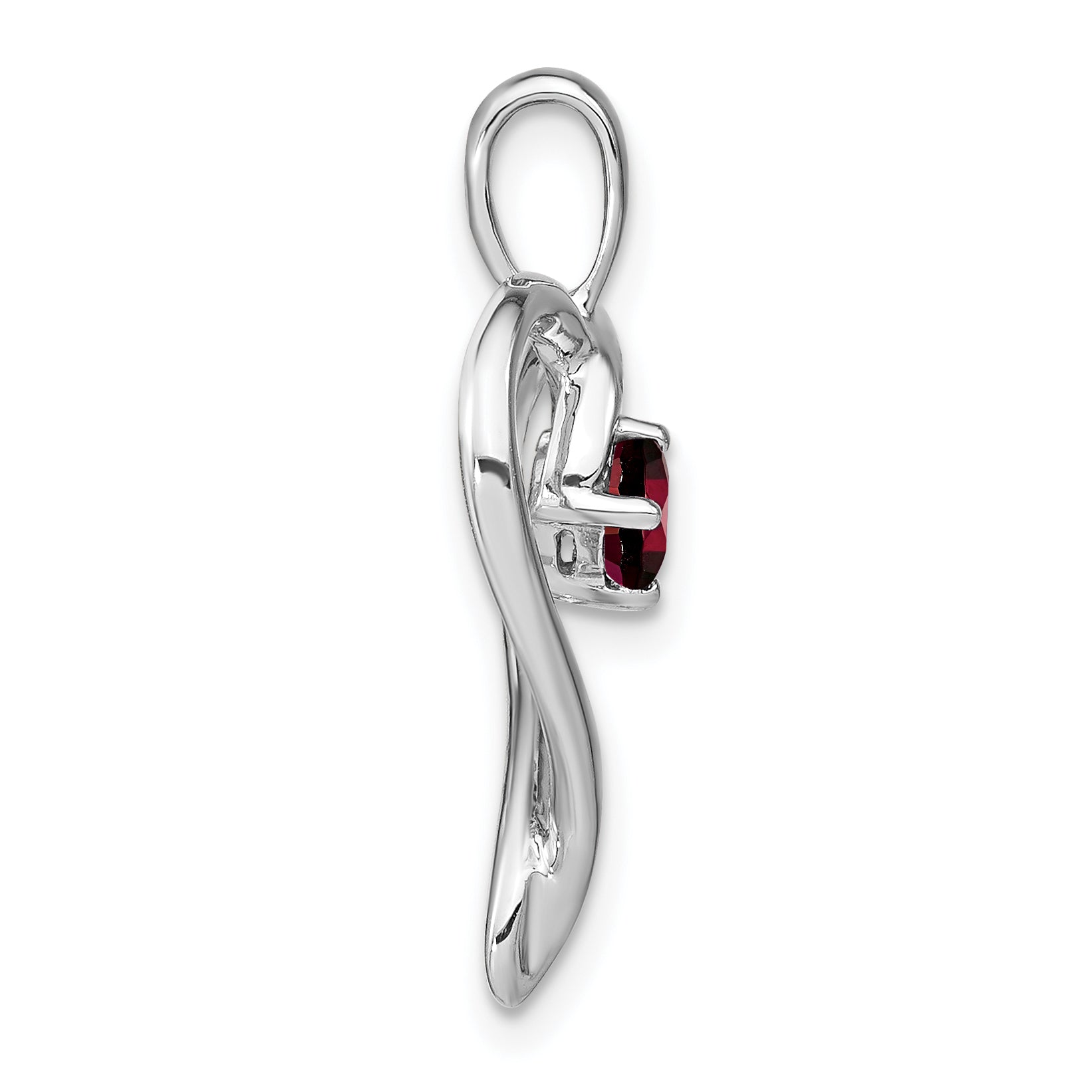 14k White Gold Garnet Heart Pendant Secondary image