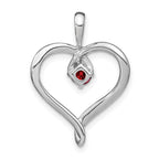 14k White Gold Garnet Heart Pendant