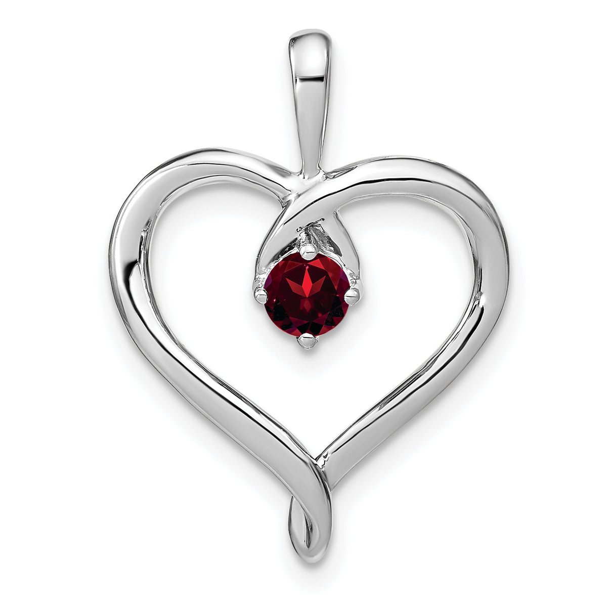 14k White Gold Garnet Heart Pendant Main image