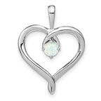 14k White Gold Created Opal Heart Pendant