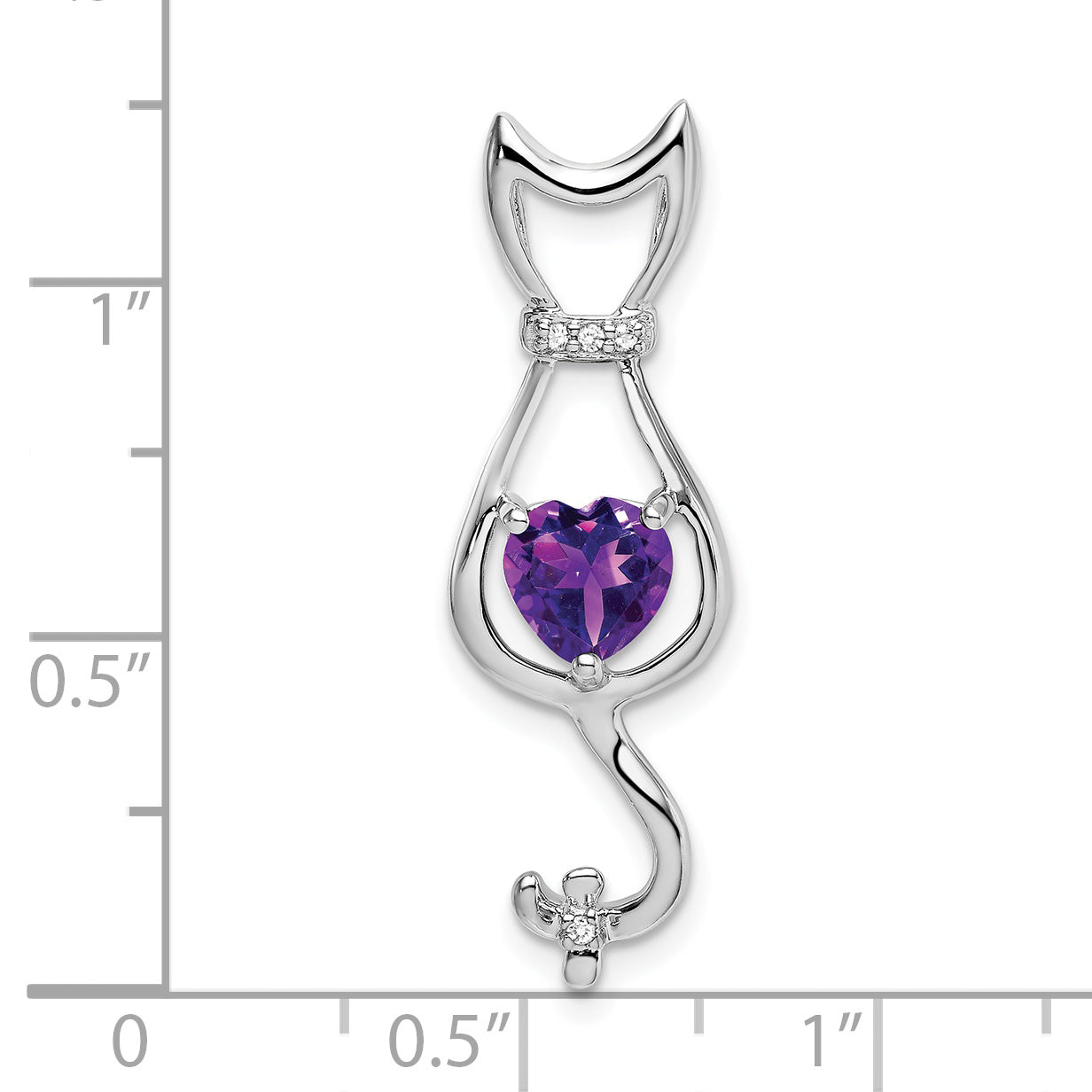 10k White Gold Amethyst and Diamond Cat Pendant Secondary image