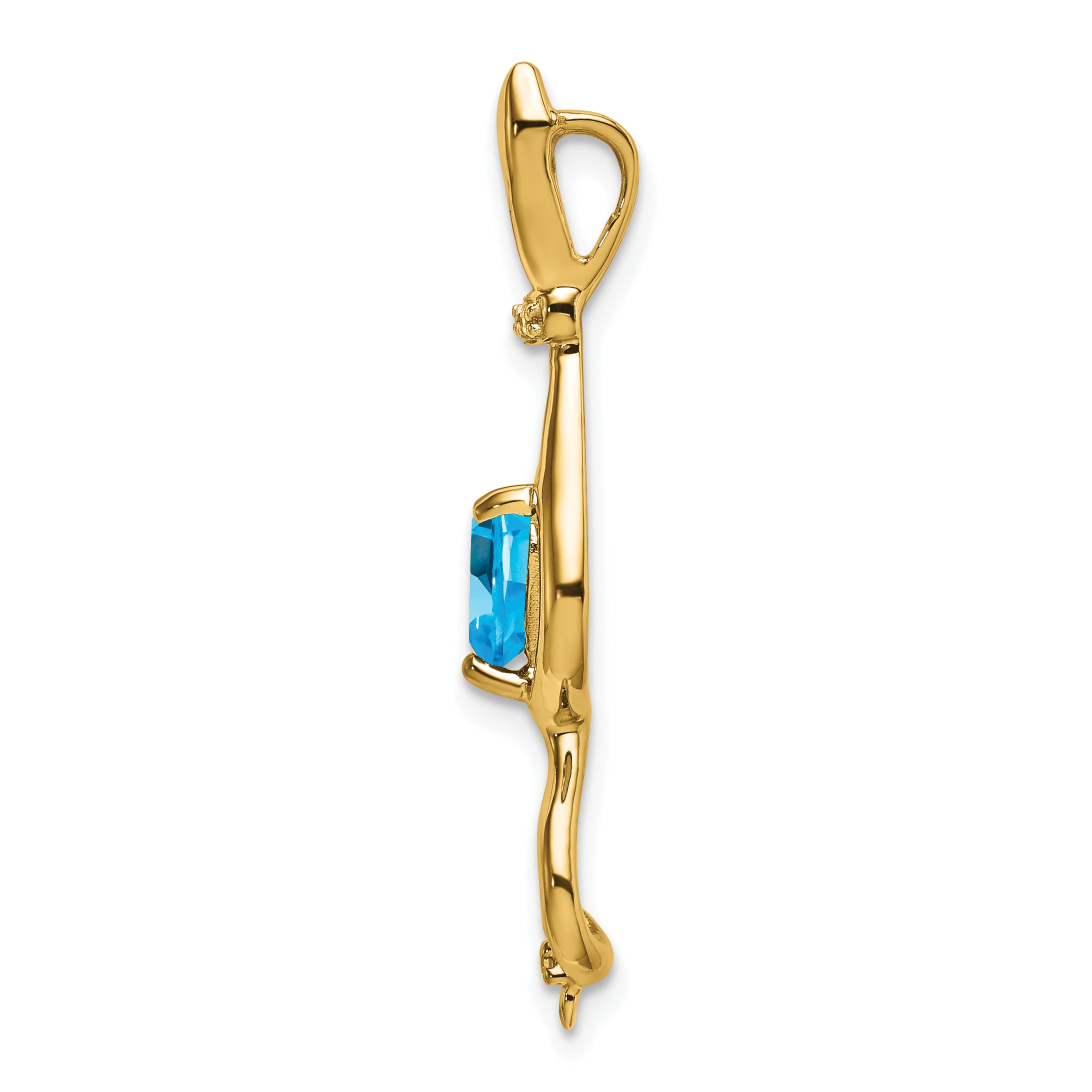 10k Blue Topaz and Diamond Cat Pendant Secondary image