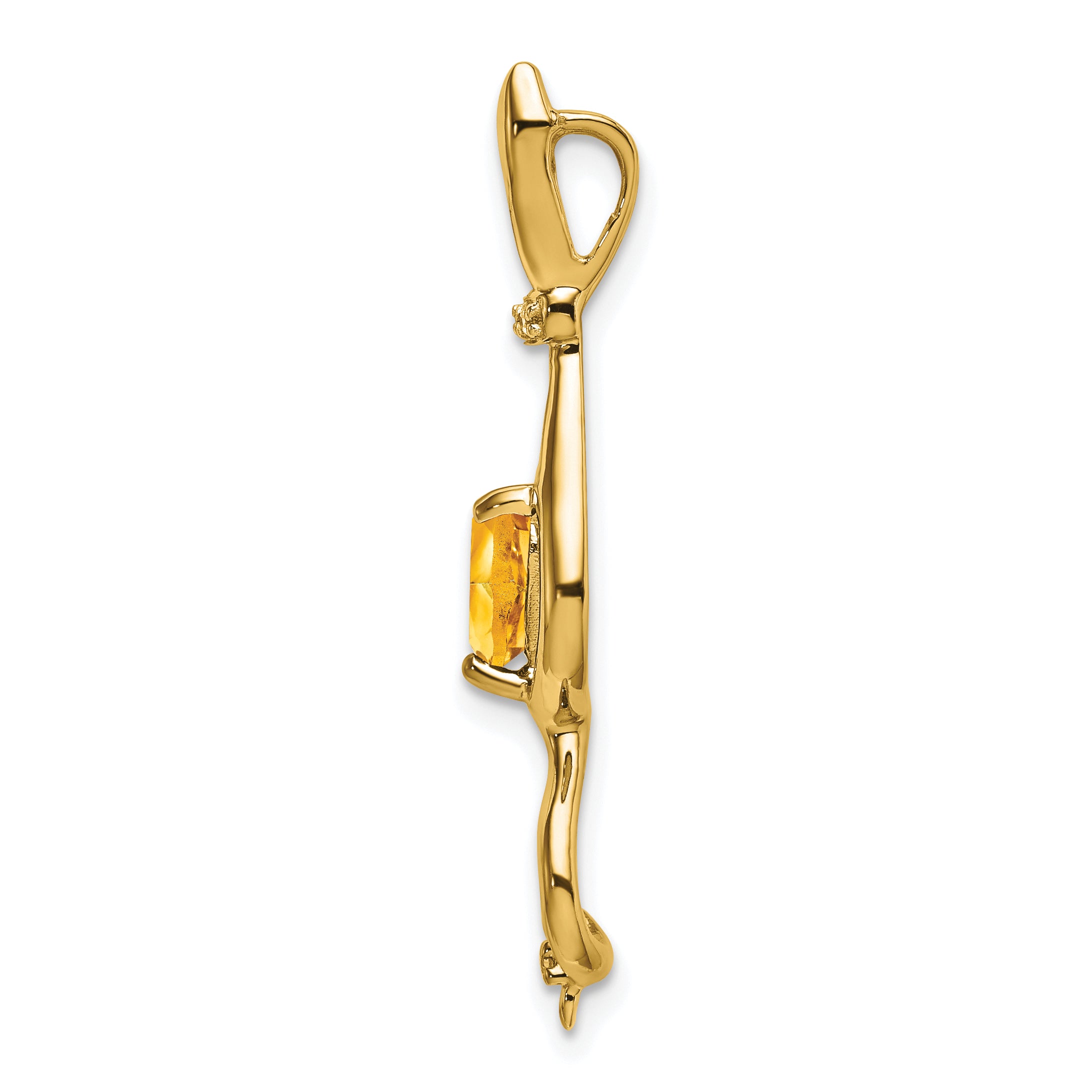 10k Citrine and Diamond Cat Pendant Secondary image