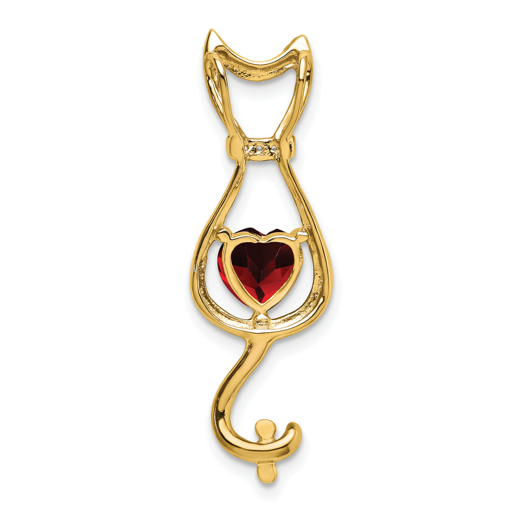 10k Garnet and Diamond Cat Pendant