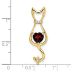 10k Garnet and Diamond Cat Pendant