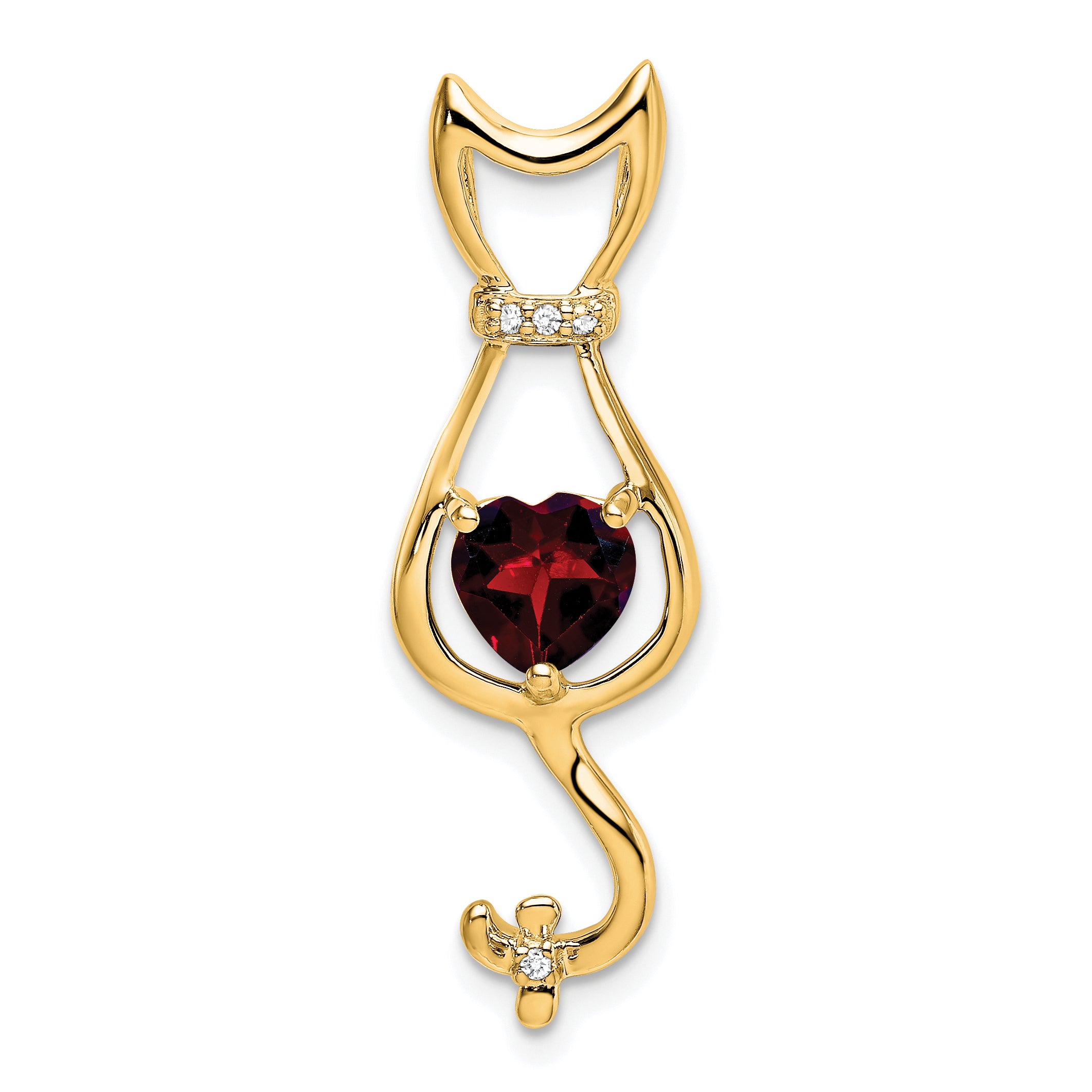 10k Garnet and Diamond Cat Pendant Main image