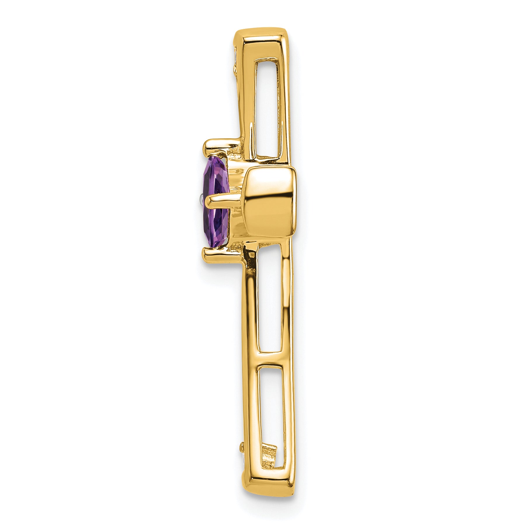 10k Amethyst and Diamond Cross Pendant Secondary image