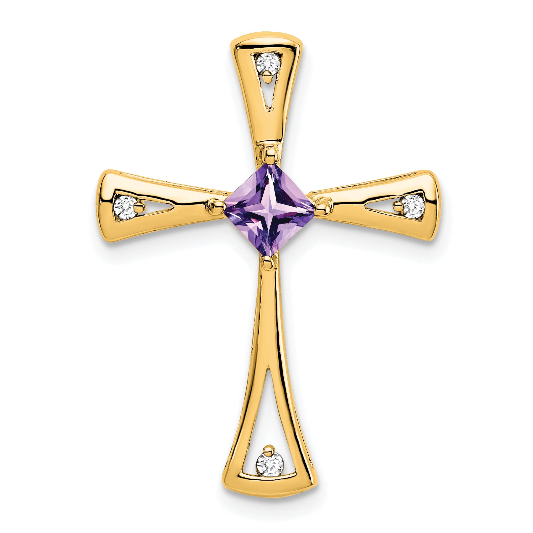 10k Amethyst and Diamond Cross Pendant Main image