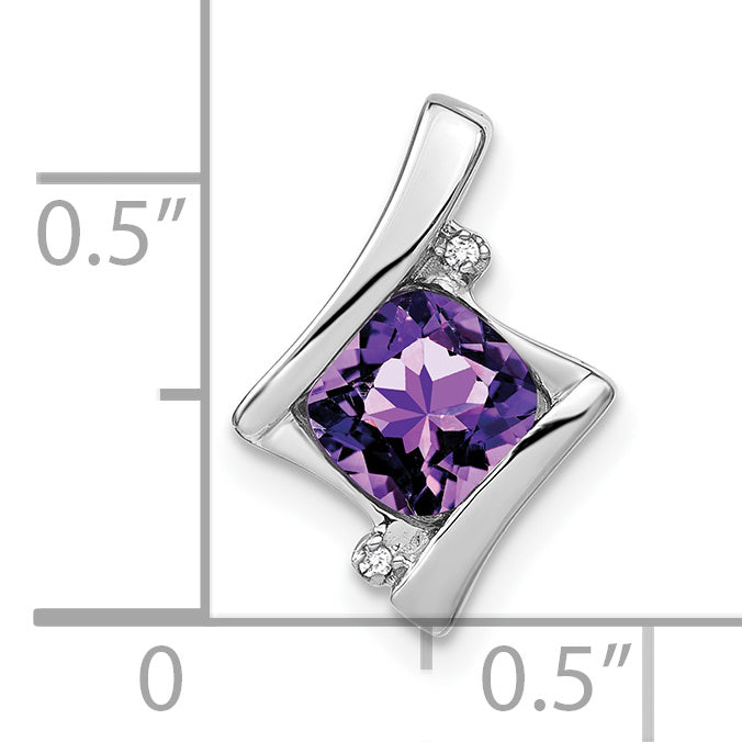 10k White Gold Amethyst and Diamond Pendant Secondary image