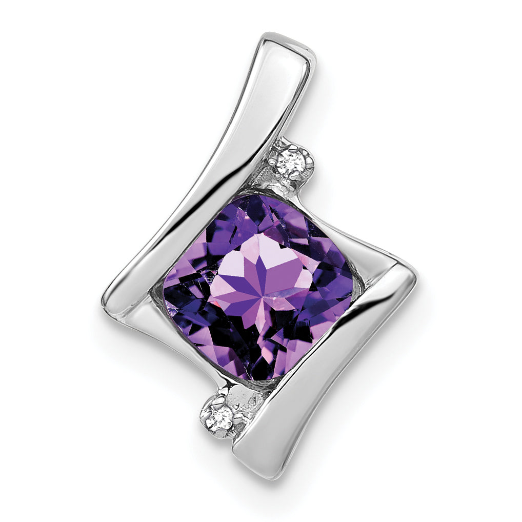 10k White Gold Amethyst and Diamond Pendant Main image