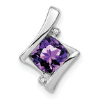 10k White Gold Amethyst and Diamond Pendant