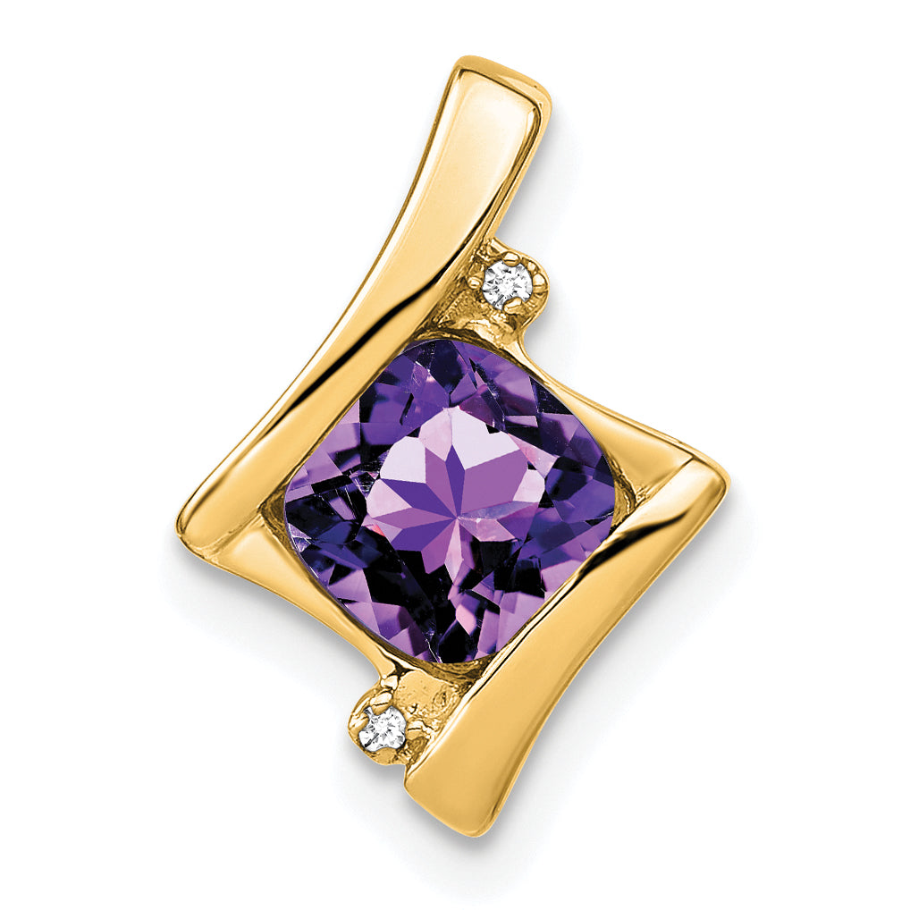 10k Yellow Gold Amethyst and Diamond Pendant Main image