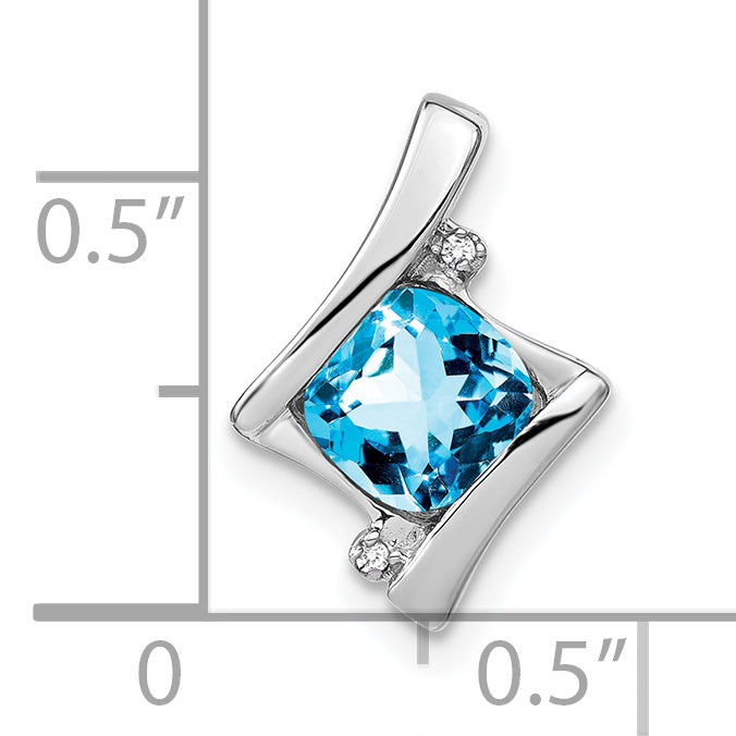 10k White Gold Blue Topaz and Diamond Pendant Secondary image