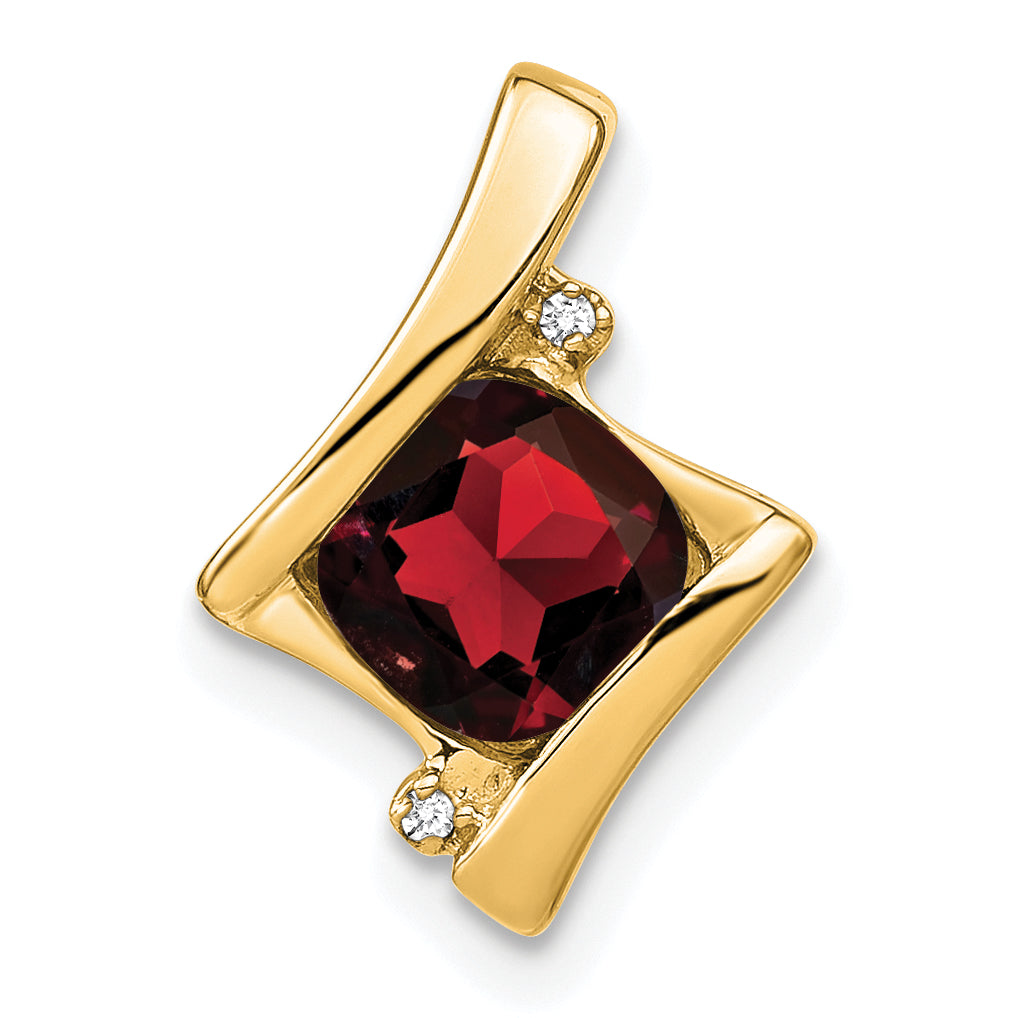 10k Yellow Gold Garnet and Diamond Pendant Main image