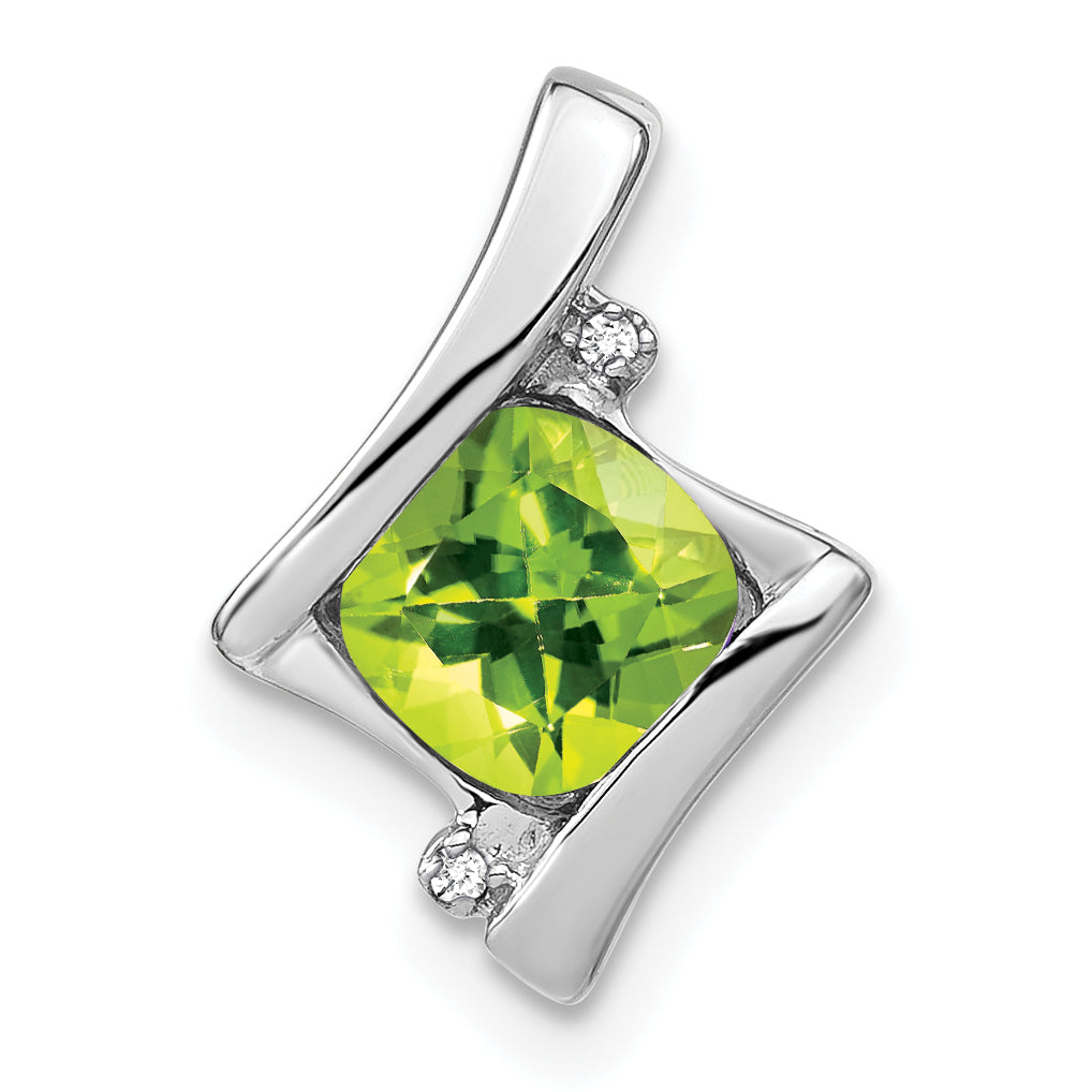 10k White Gold Peridot and Diamond Pendant Main image