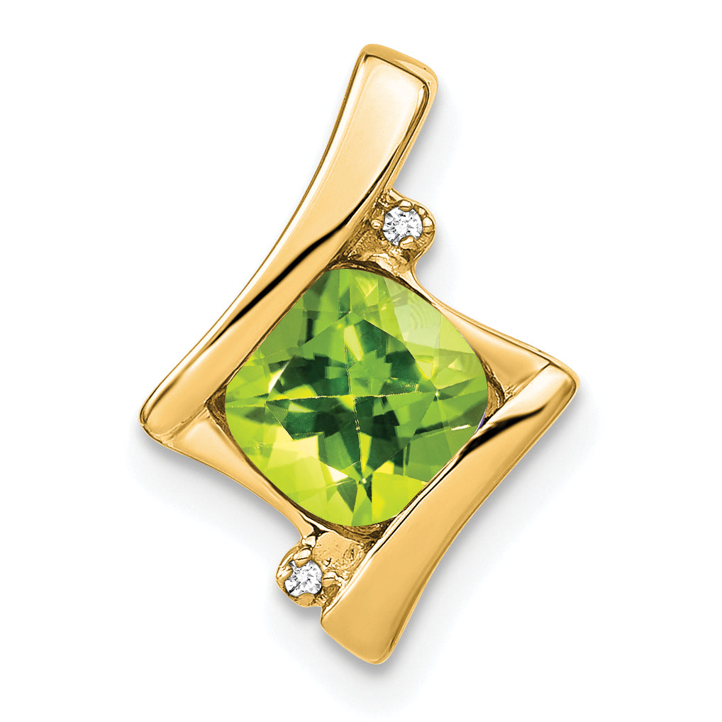 10k Yellow Gold Peridot and Diamond Pendant Main image