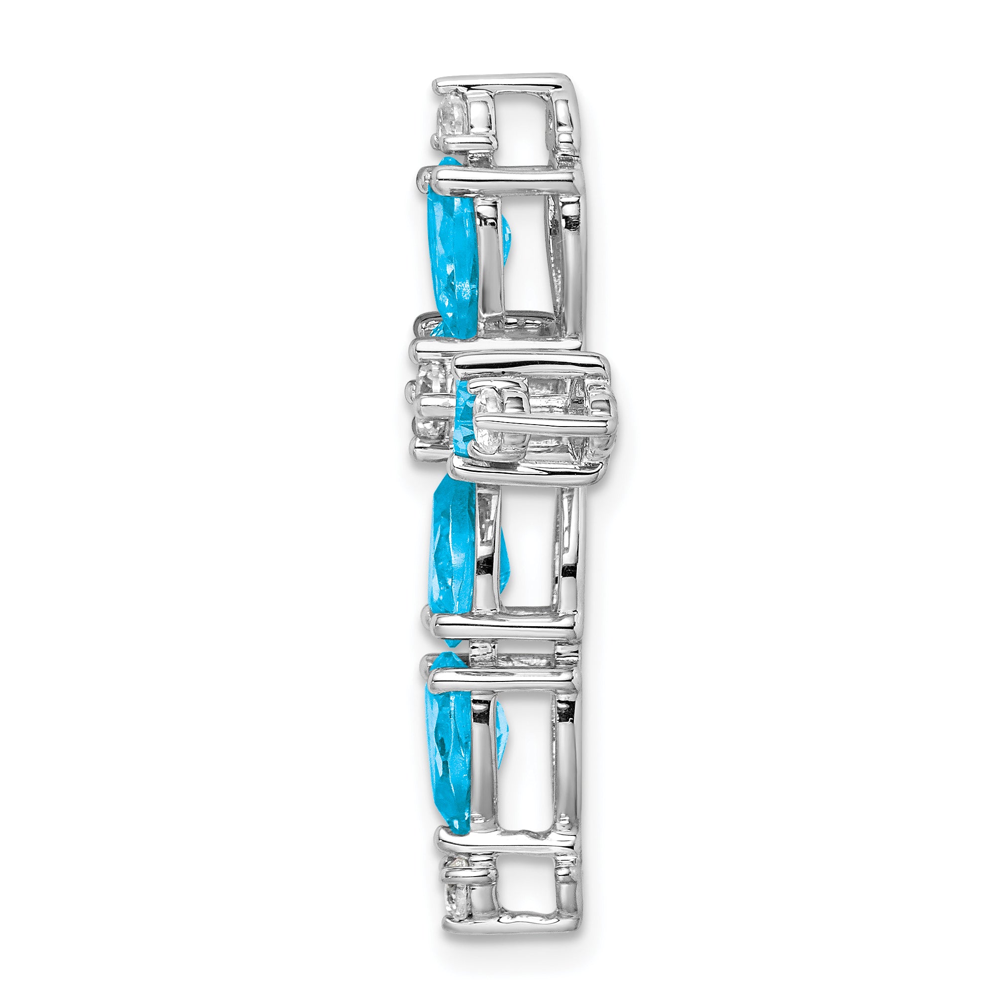 10K White Gold Blue Topaz and Diamond Cross Chain Slide Secondary image