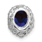 14k White Gold 1/3 carat Lab Grown Diamond VS/SI+ G+ and Lab Created Blue Sapphire Halo Chain Slide Pendant
