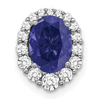14k White Gold 1/3 carat Lab Grown Diamond VS/SI+ G+ and Lab Created Blue Sapphire Halo Chain Slide Pendant