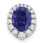 14k White Gold 1/3 carat Lab Grown Diamond VS/SI+ G+ and Lab Created Blue Sapphire Halo Chain Slide Pendant
