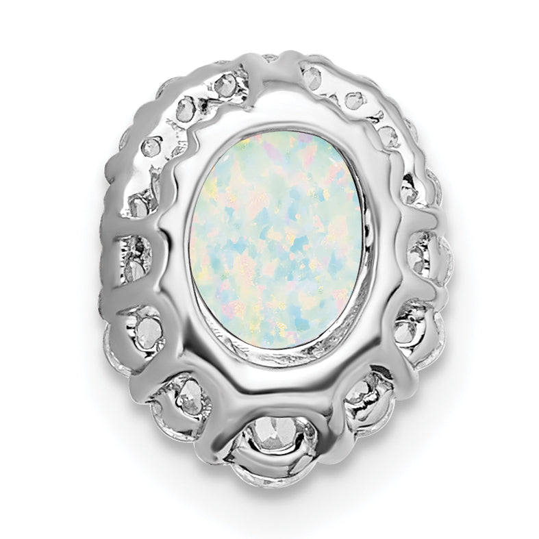 Pure Serenity 14k White Gold 1/3 carat Lab Grown Diamond VS/SI+ G+ and Lab Created Opal Chain Slide Secondary image